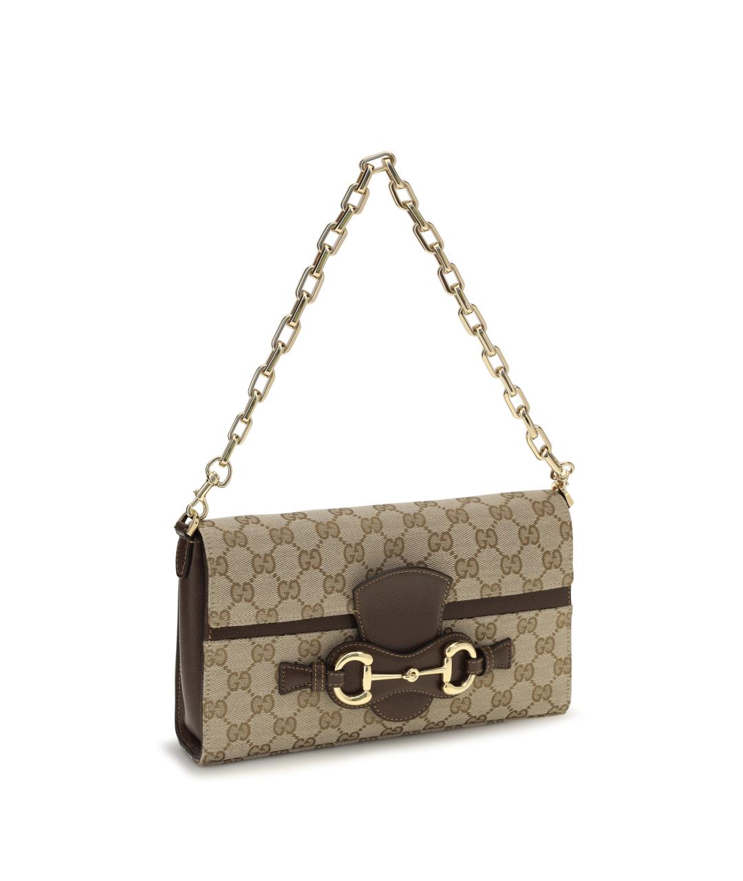 GUCCI Бежевая сумка через плечо из канвы, фото 2