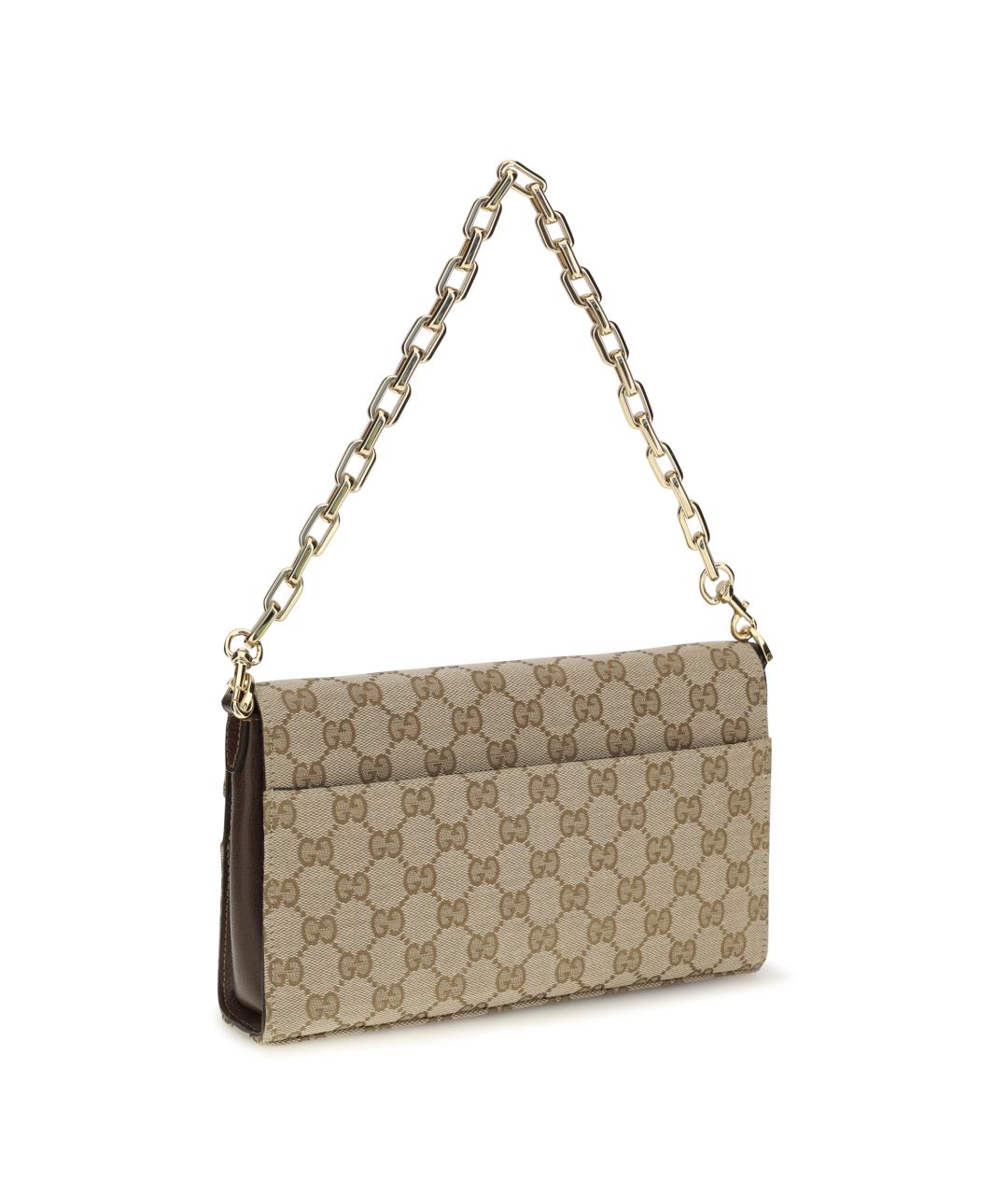 GUCCI Бежевая сумка через плечо из канвы, фото 3