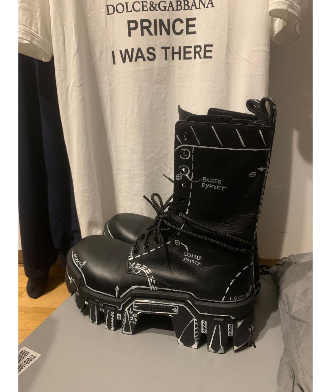 BALENCIAGA Черные кожаные высокие ботинки, фото 3