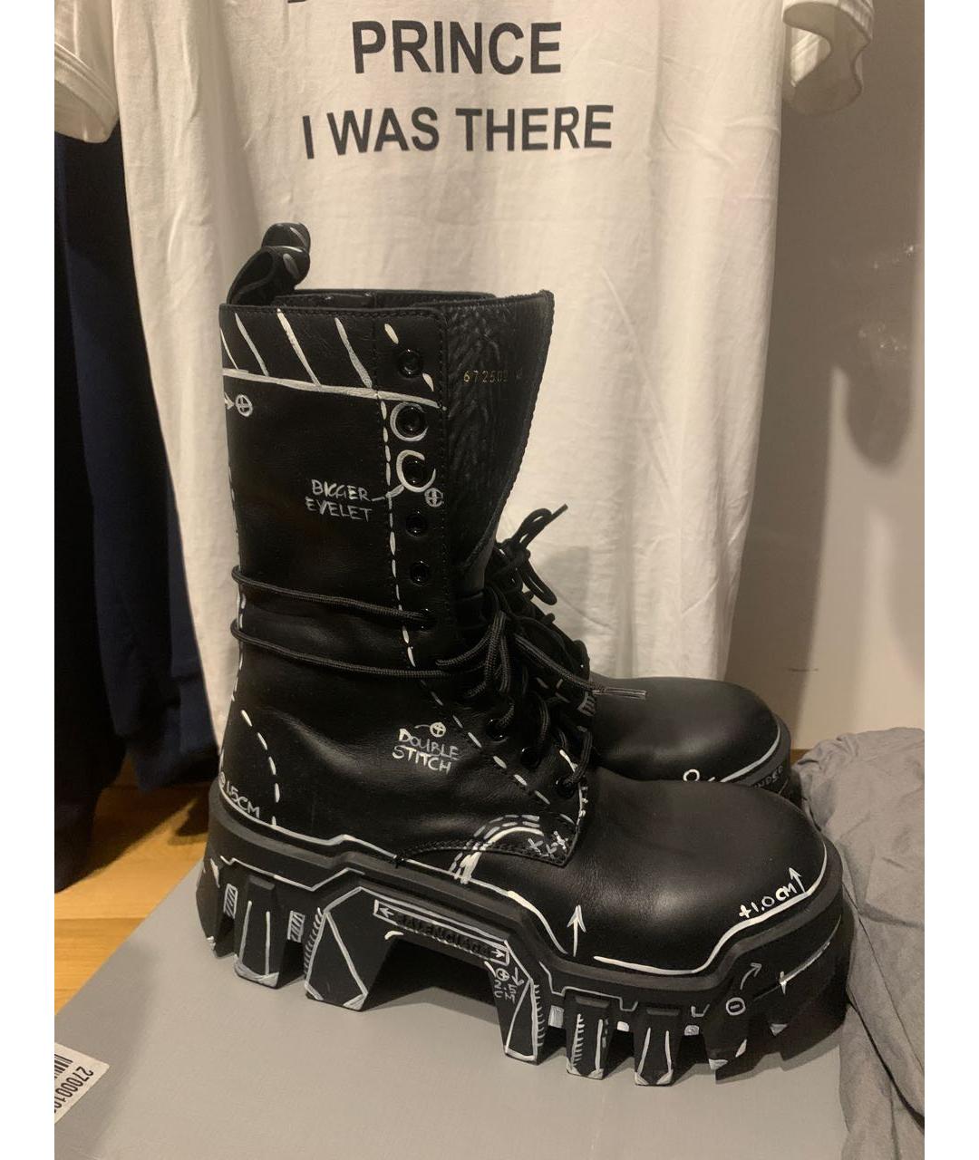 BALENCIAGA Черные кожаные высокие ботинки, фото 9