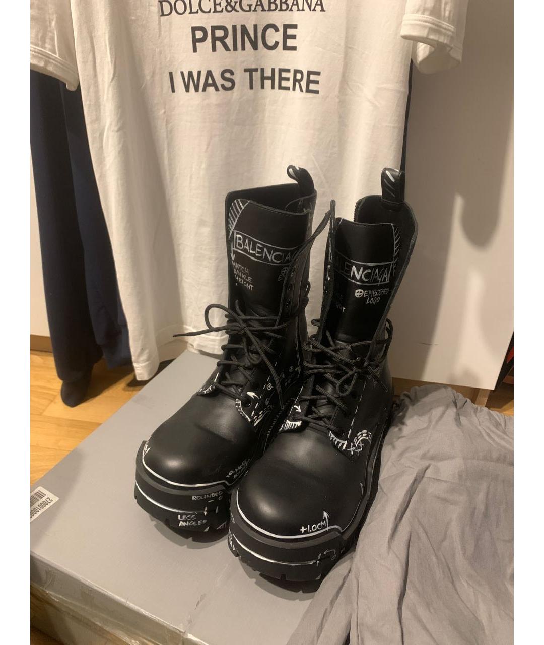 BALENCIAGA Черные кожаные высокие ботинки, фото 2