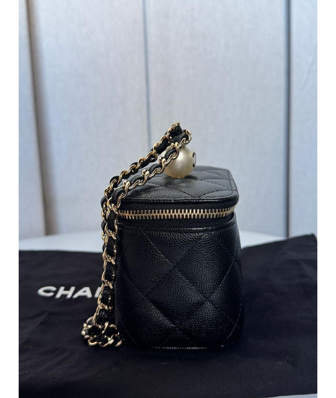 CHANEL Черная кожаная сумка с короткими ручками, фото 7