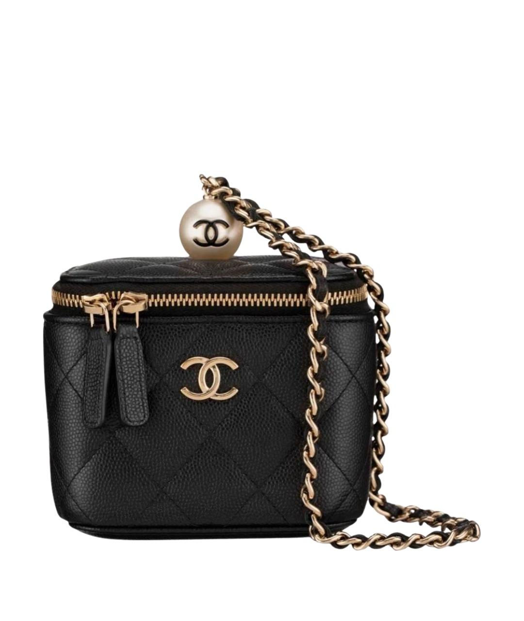 CHANEL Черная кожаная сумка с короткими ручками, фото 1