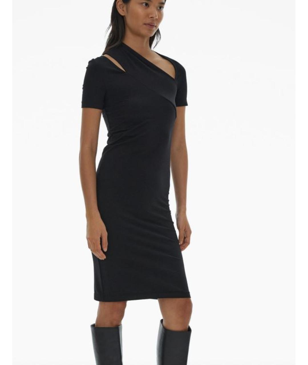 HELMUT LANG Черное хлопко-эластановое повседневное платье, фото 3