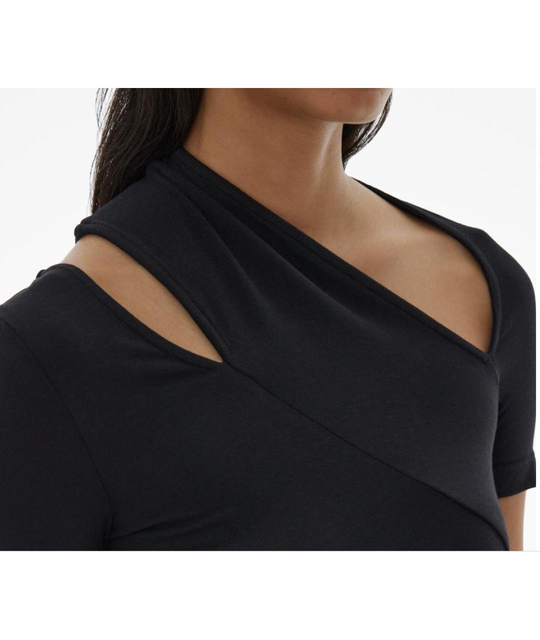 HELMUT LANG Черное хлопко-эластановое повседневное платье, фото 4