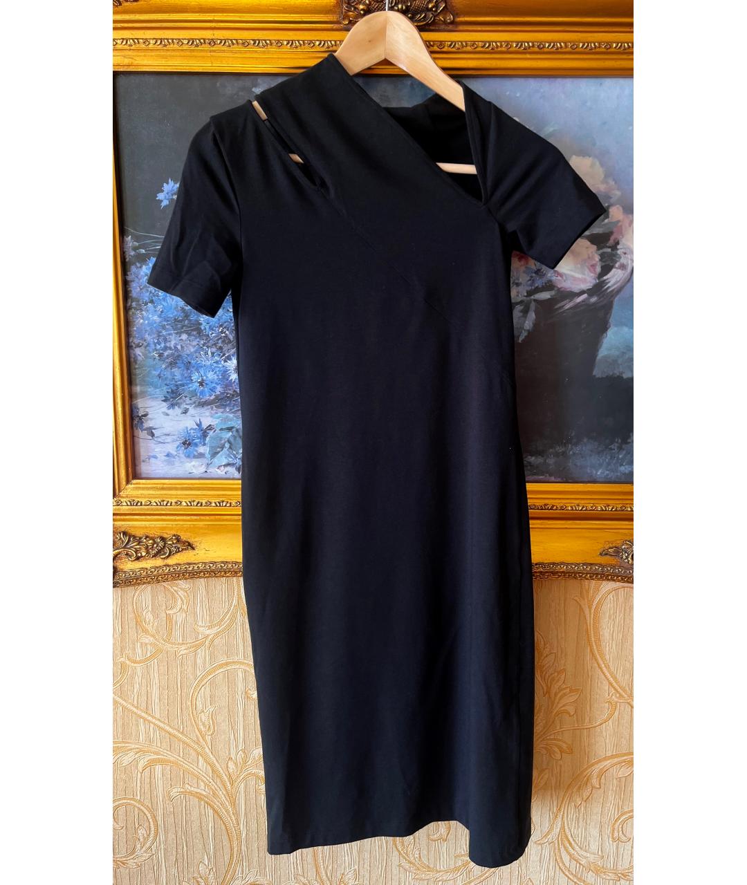 HELMUT LANG Черное хлопко-эластановое повседневное платье, фото 5