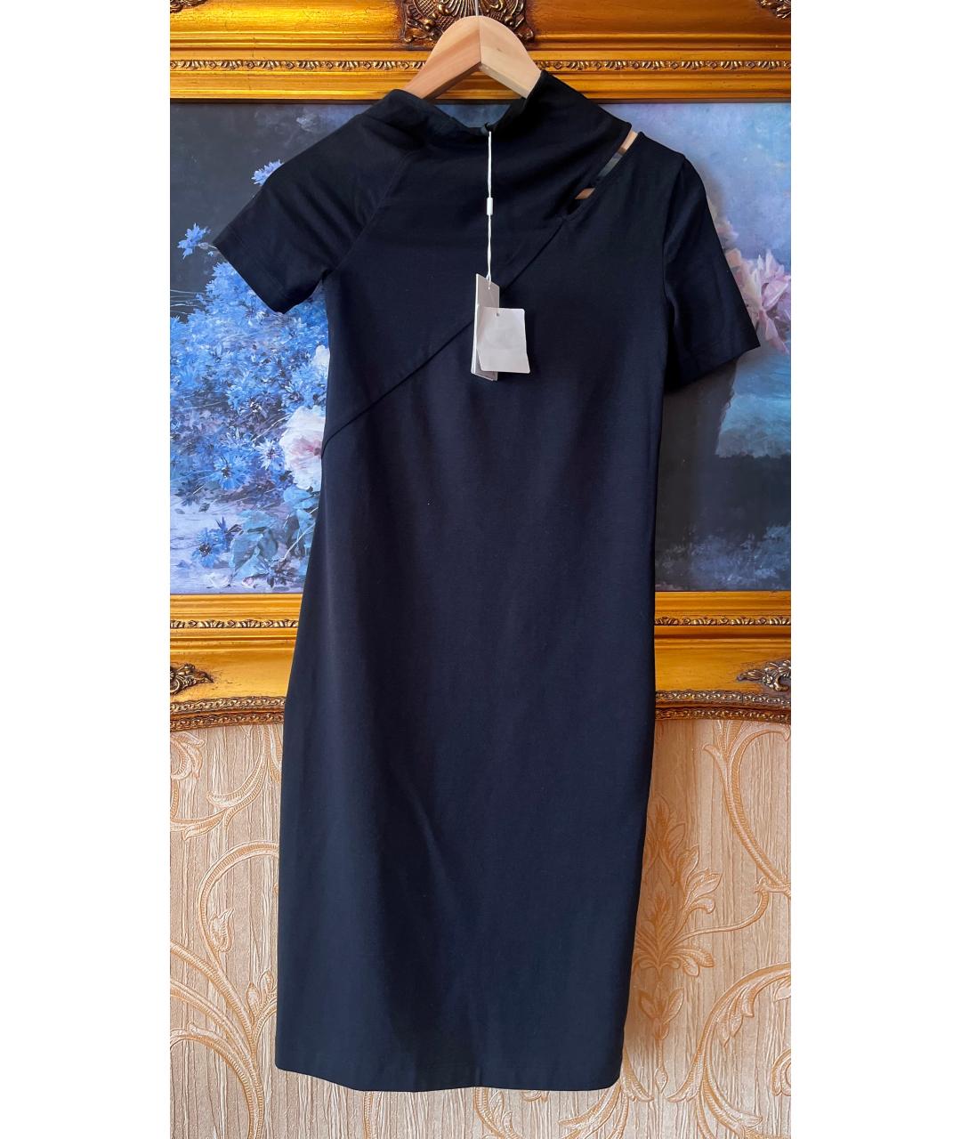 HELMUT LANG Черное хлопко-эластановое повседневное платье, фото 6