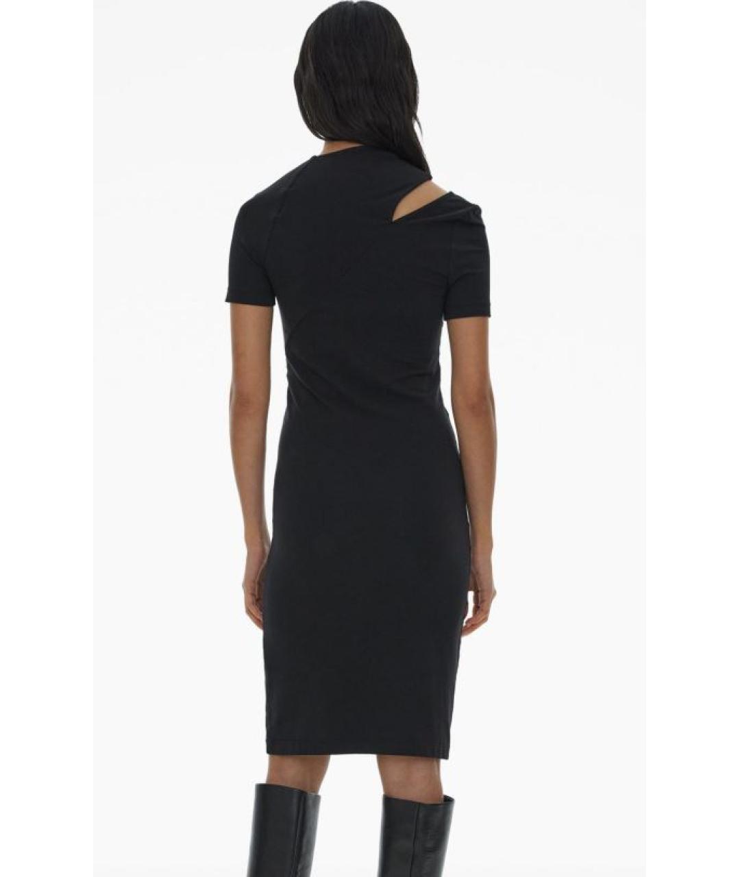 HELMUT LANG Черное хлопко-эластановое повседневное платье, фото 2