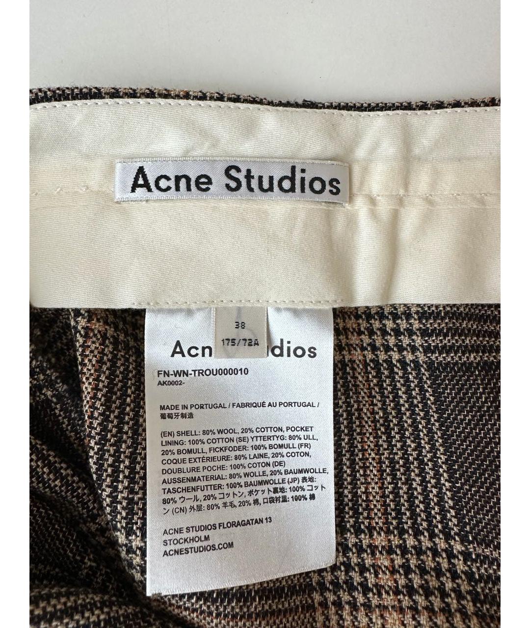 ACNE STUDIOS Коричневые шерстяные брюки широкие, фото 5