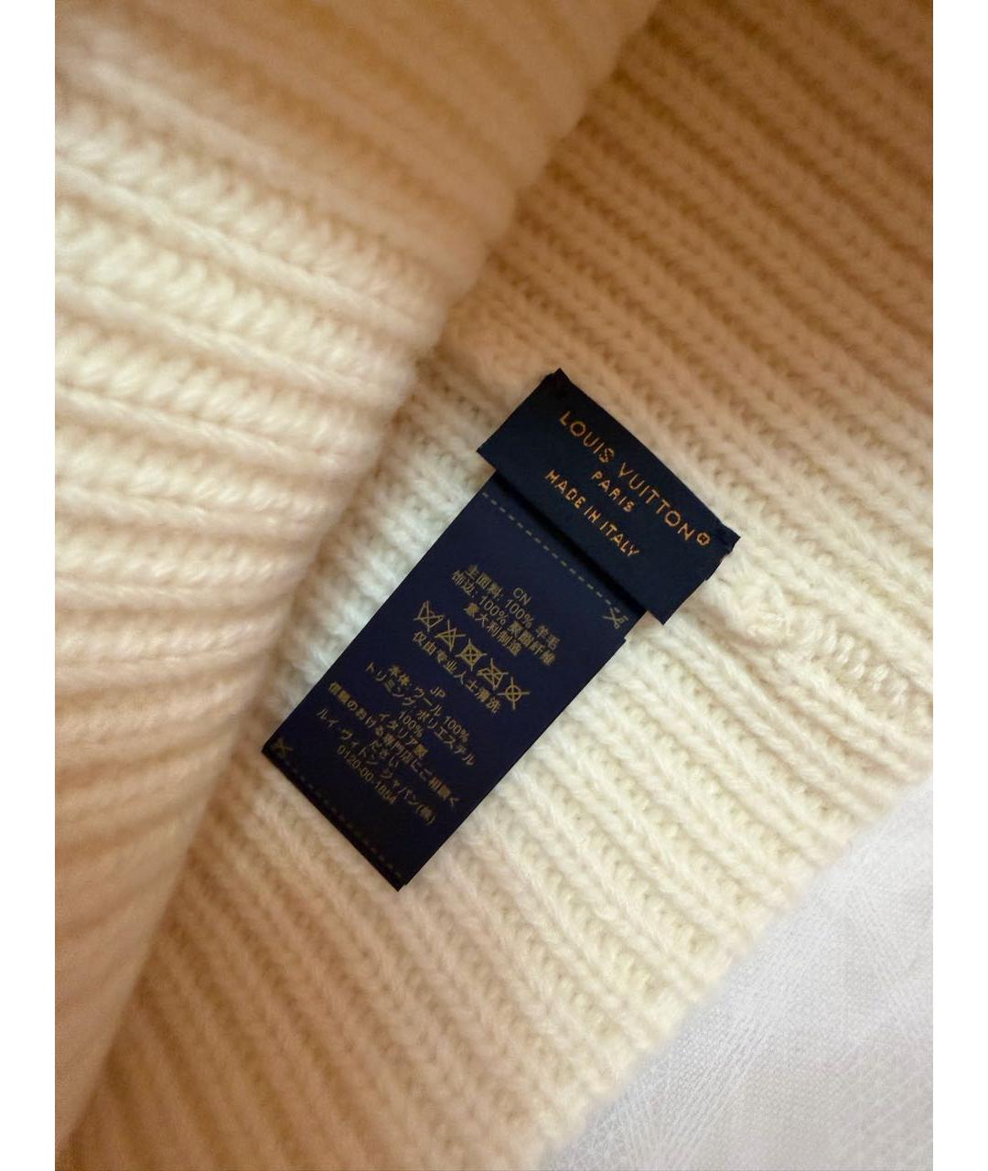 LOUIS VUITTON Бежевая шерстяная шапка, фото 4