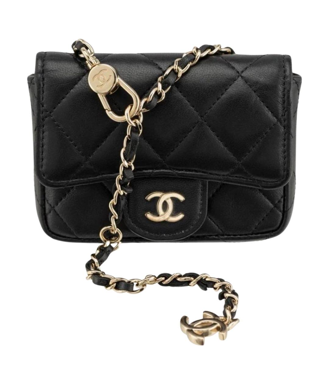 CHANEL Черная кожаная поясная сумка, фото 1