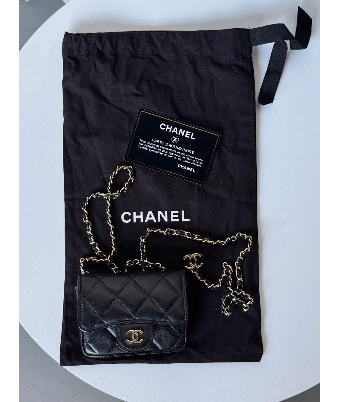CHANEL Черная кожаная поясная сумка, фото 5
