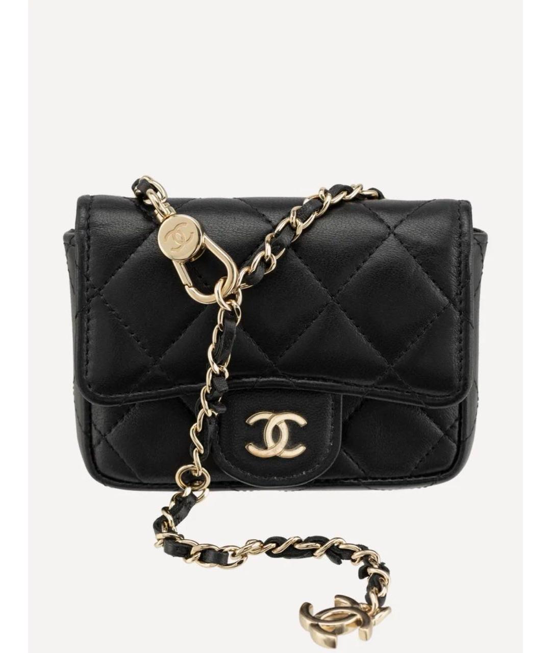 CHANEL Черная кожаная поясная сумка, фото 9