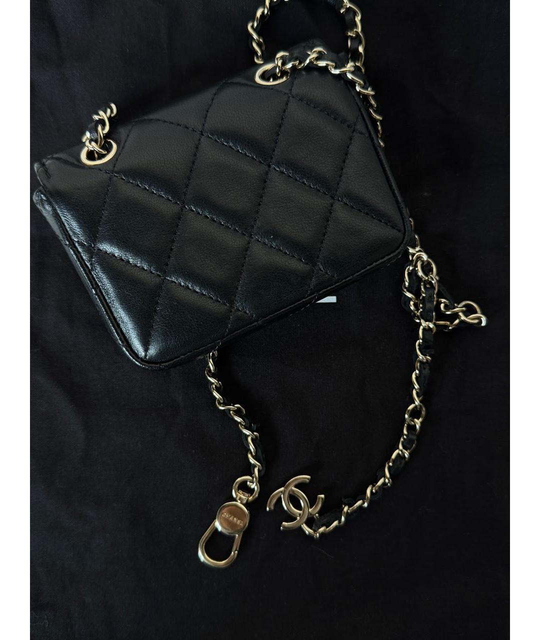 CHANEL Черная кожаная поясная сумка, фото 6