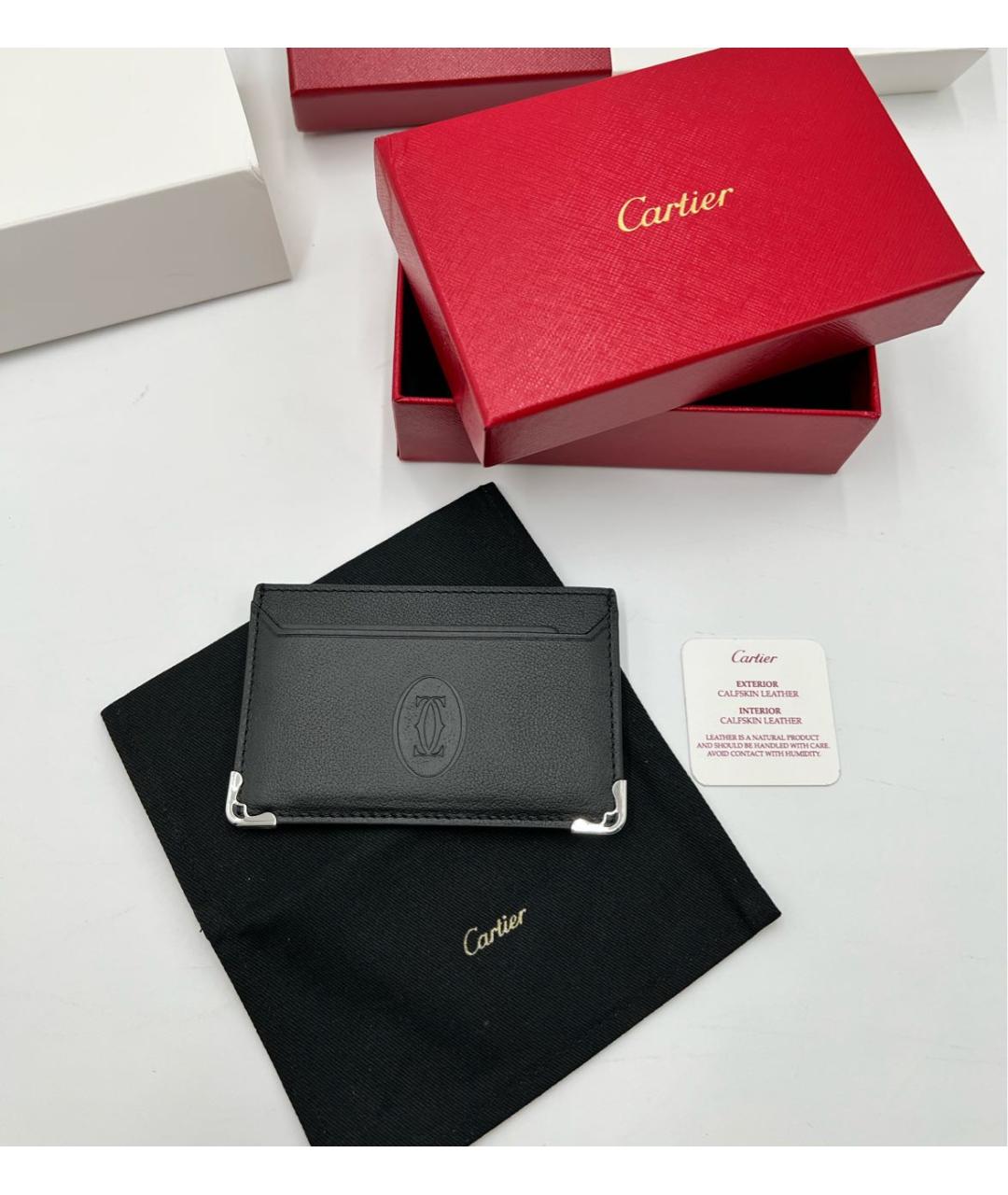 CARTIER Черный кожаный кардхолдер, фото 2