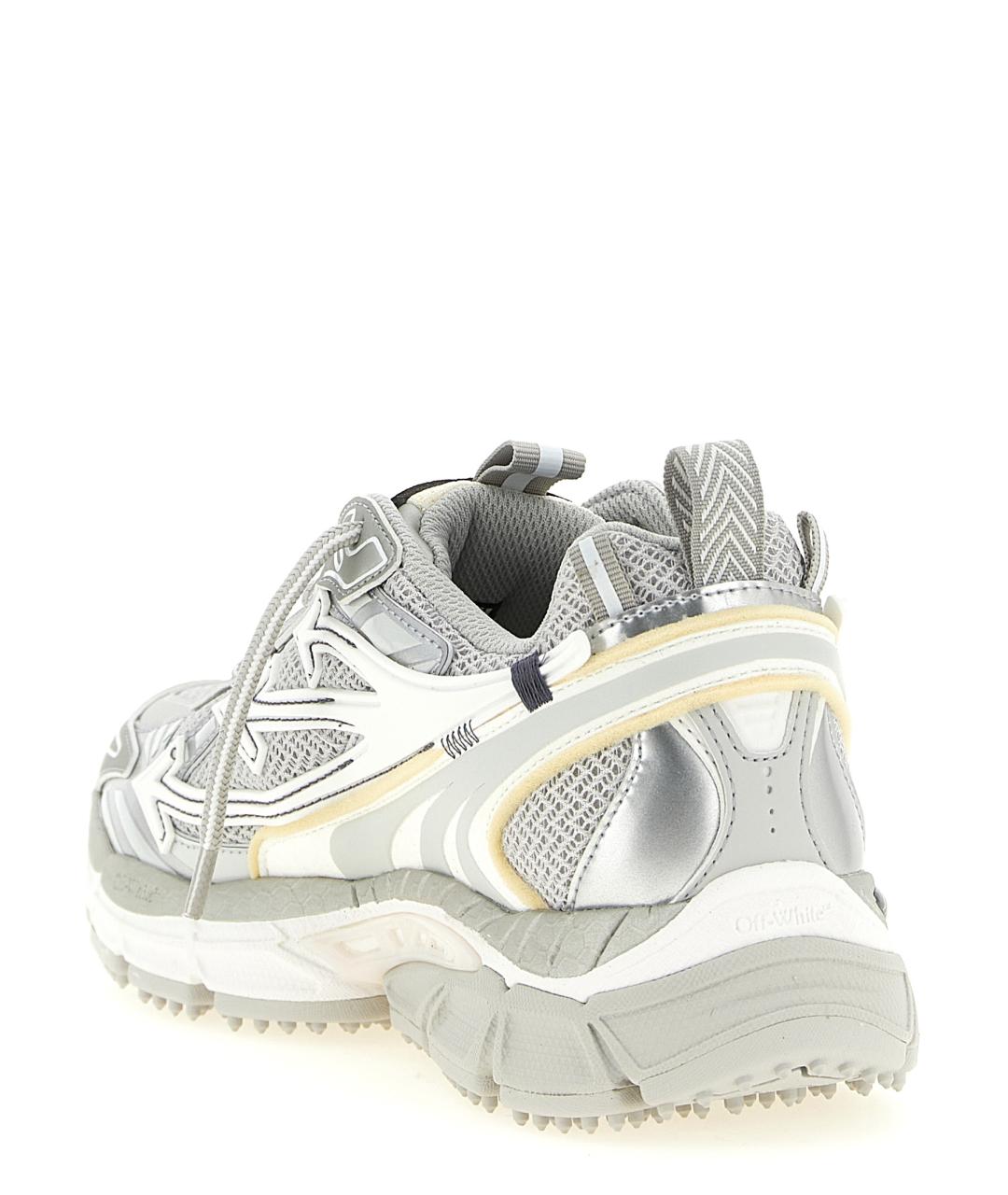 OFF-WHITE Серебряные текстильные кроссовки, фото 4