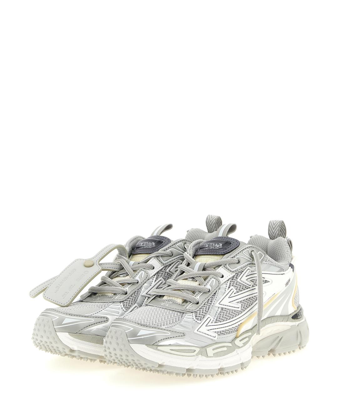 OFF-WHITE Серебряные текстильные кроссовки, фото 2