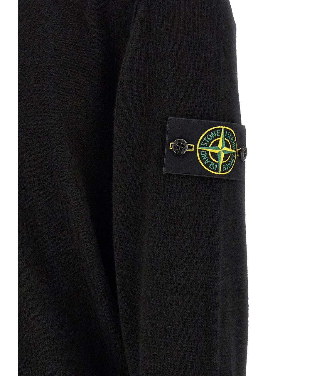 STONE ISLAND Черное шерстяное поло с длинным рукавом, фото 5