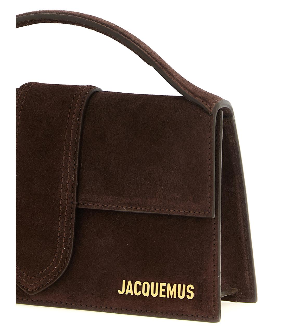 JACQUEMUS Коричневая замшевая сумка с короткими ручками, фото 3