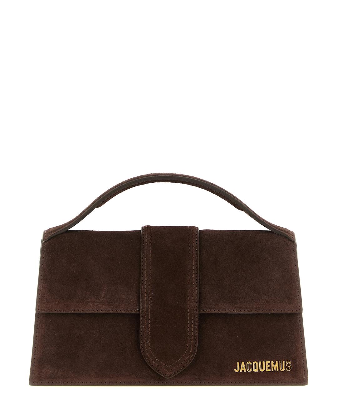 JACQUEMUS Коричневая замшевая сумка с короткими ручками, фото 1