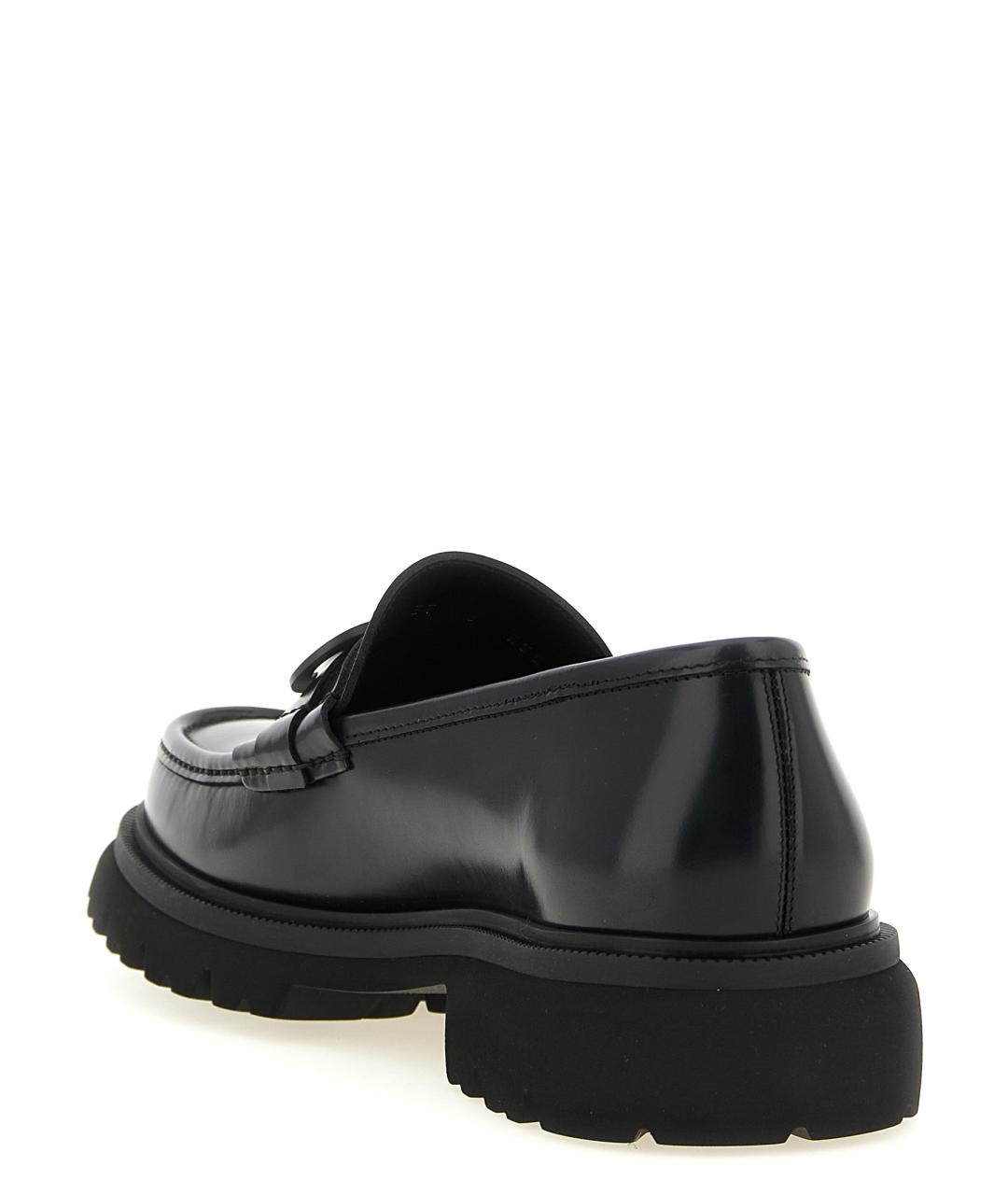 FERRAGAMO Черные кожаные лоферы, фото 3