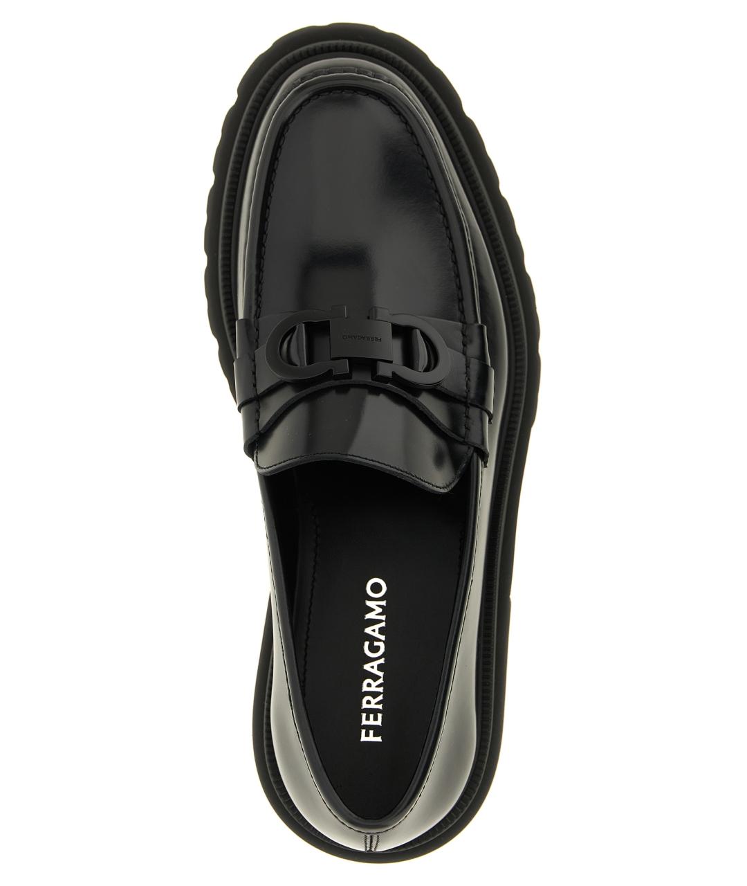 FERRAGAMO Черные кожаные лоферы, фото 4