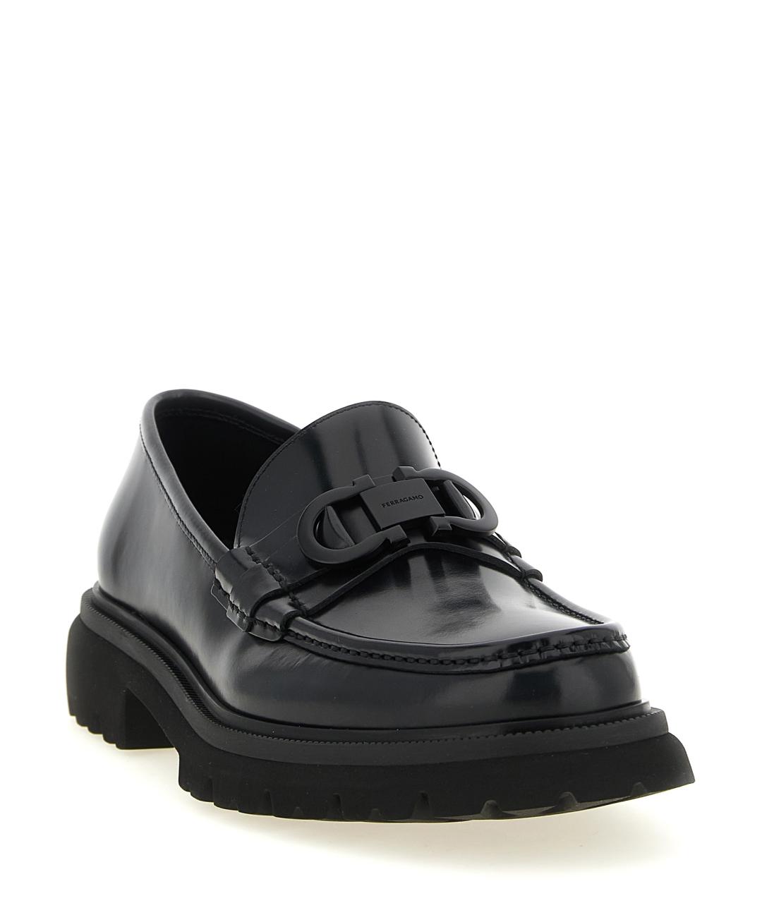 FERRAGAMO Черные кожаные лоферы, фото 2