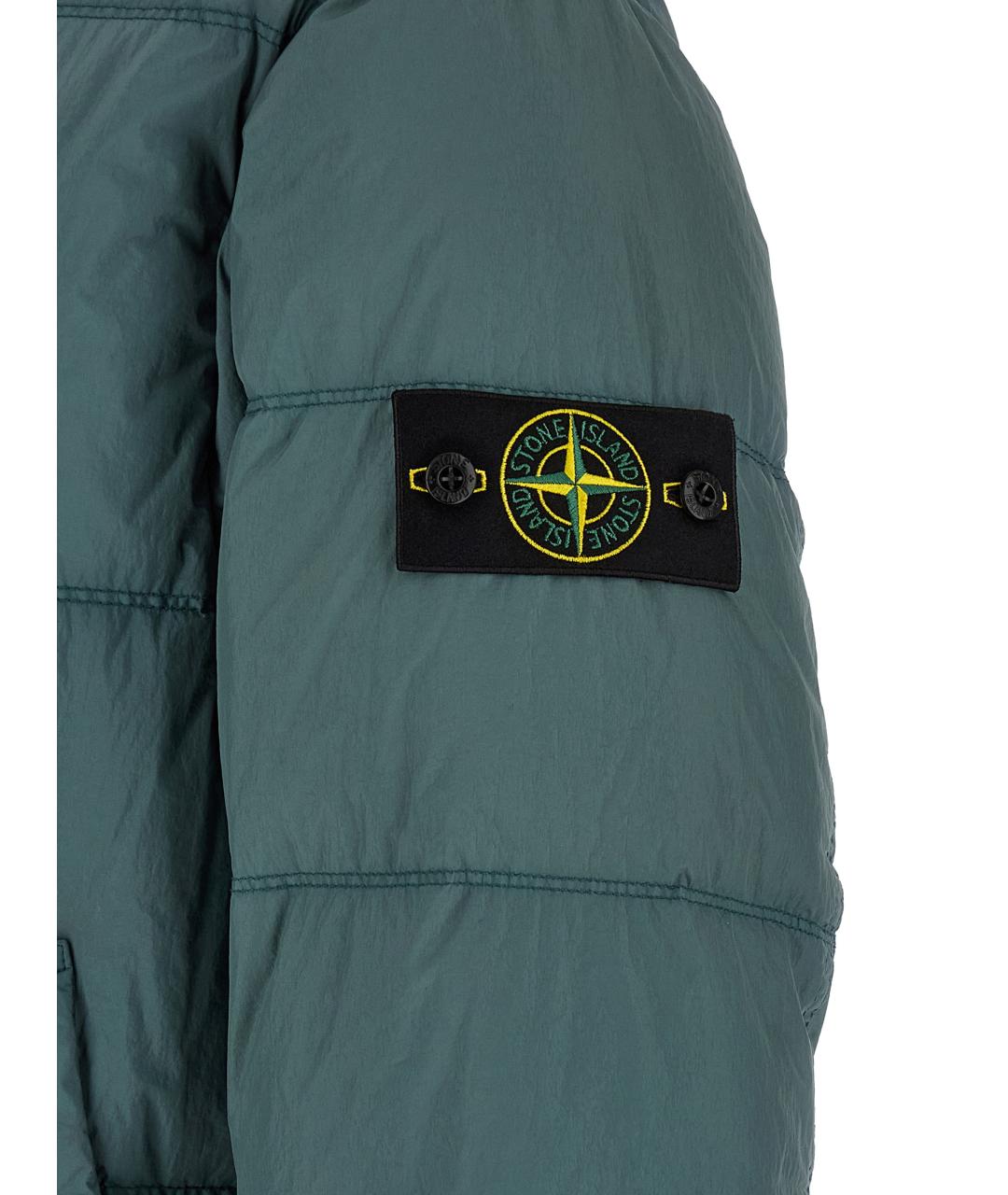 STONE ISLAND Зеленый полиамидовый пуховик, фото 5