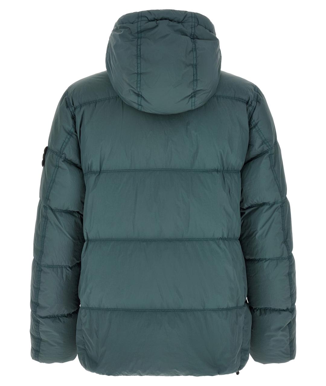 STONE ISLAND Зеленый полиамидовый пуховик, фото 2