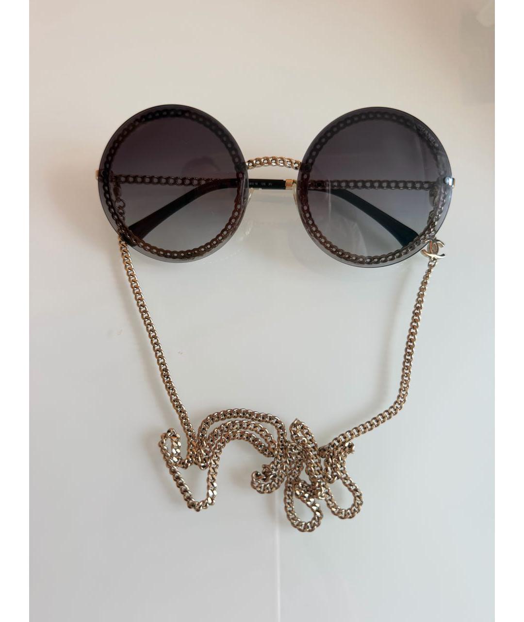 CHANEL Коричневые металлические солнцезащитные очки, фото 2