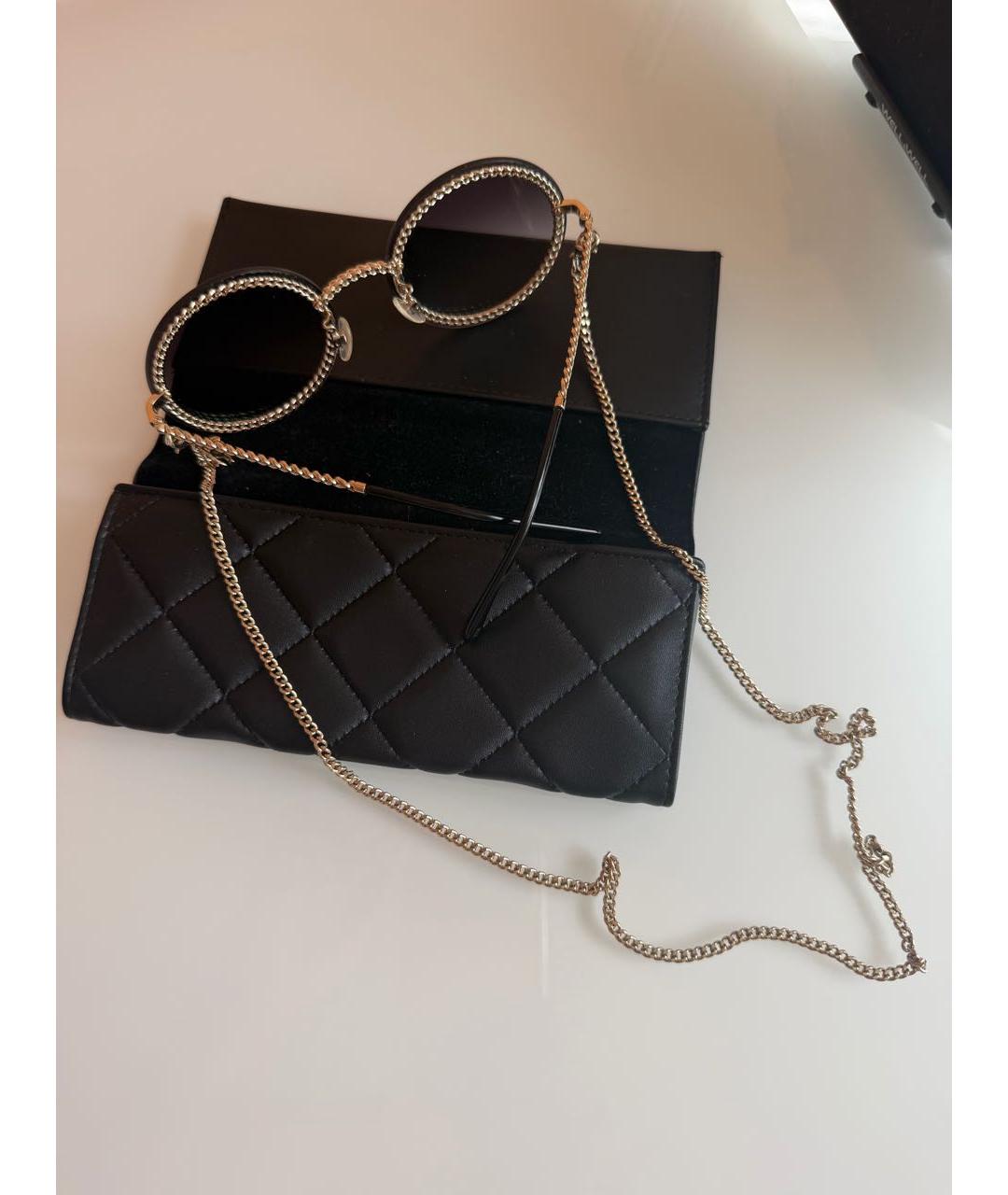 CHANEL Коричневые металлические солнцезащитные очки, фото 3