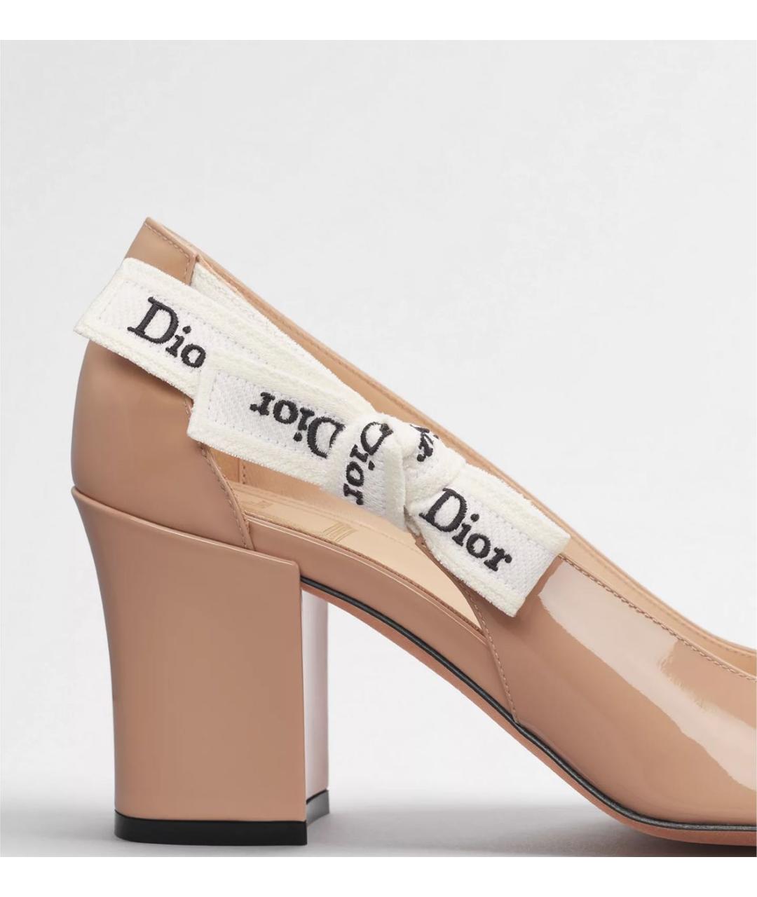 CHRISTIAN DIOR Бежевые туфли из лакированной кожи, фото 4