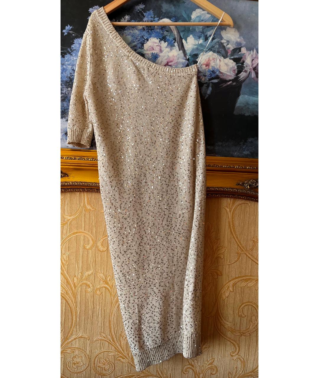 STELLA MCCARTNEY Золотое хлопко-эластановое вечернее платье, фото 5