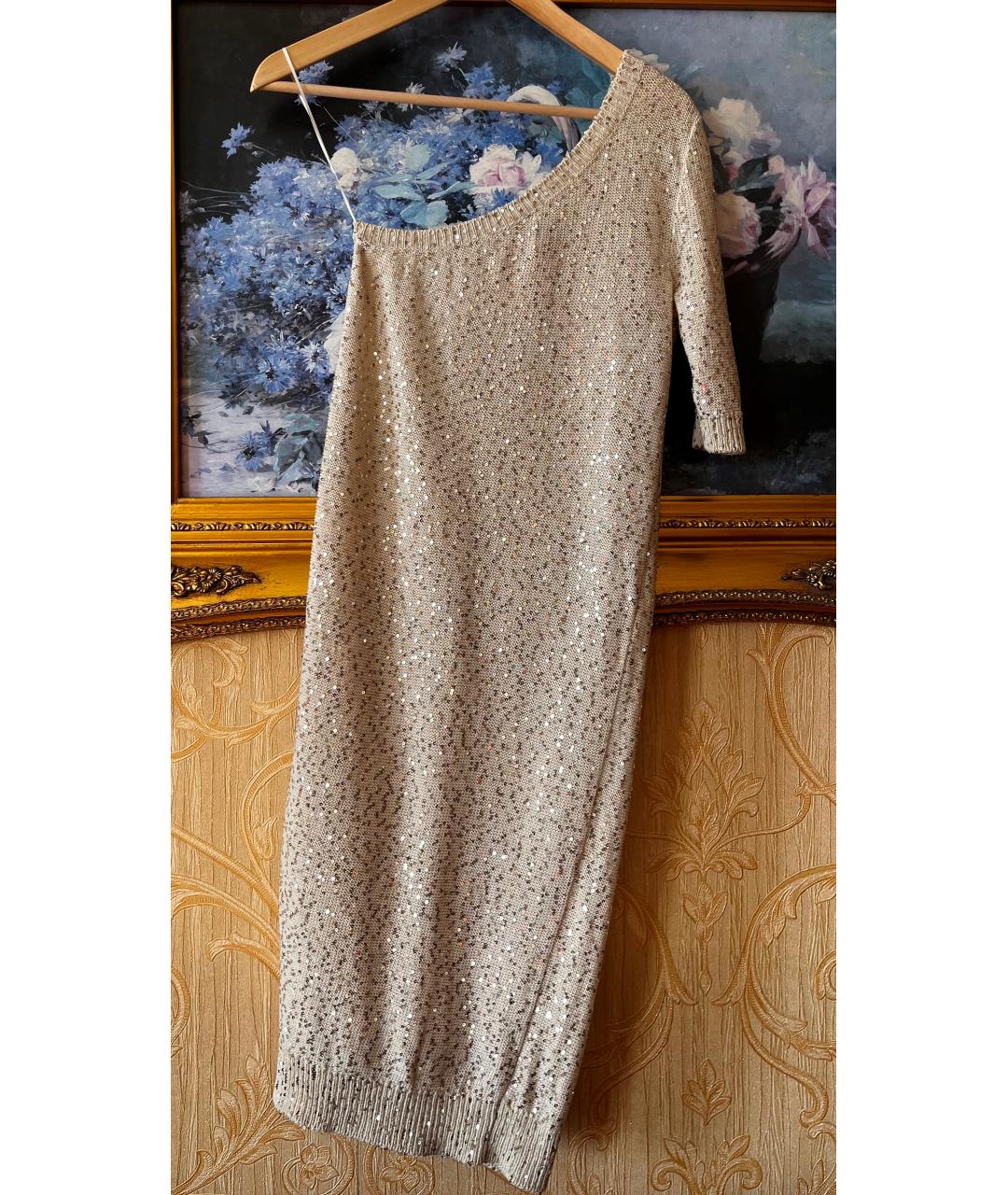 STELLA MCCARTNEY Золотое хлопко-эластановое вечернее платье, фото 10