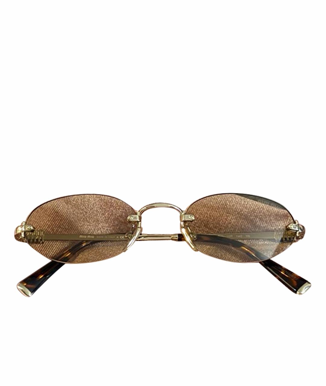 MIU MIU Бежевые металлические солнцезащитные очки, фото 1