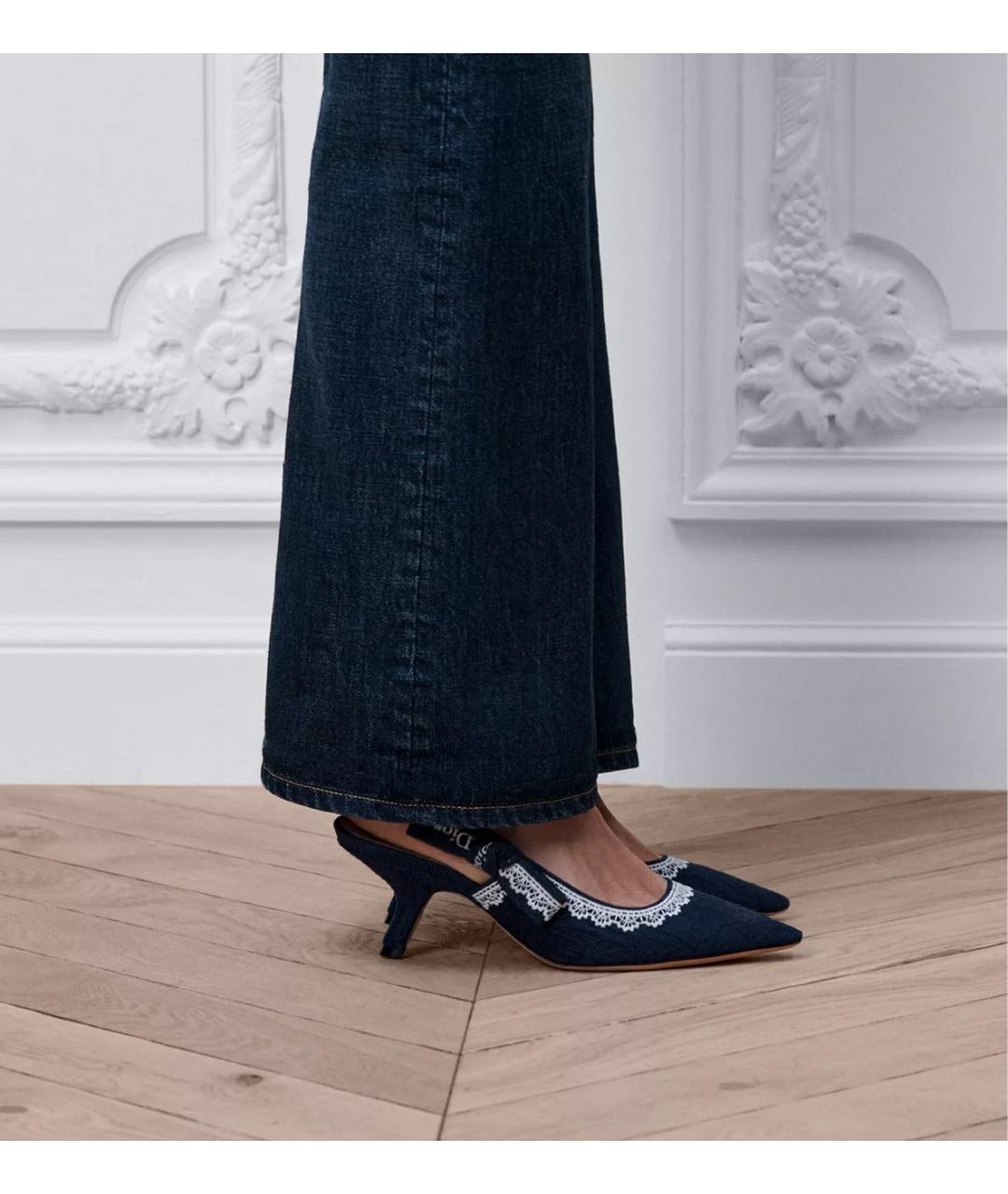CHRISTIAN DIOR Темно-синие текстильные туфли, фото 2