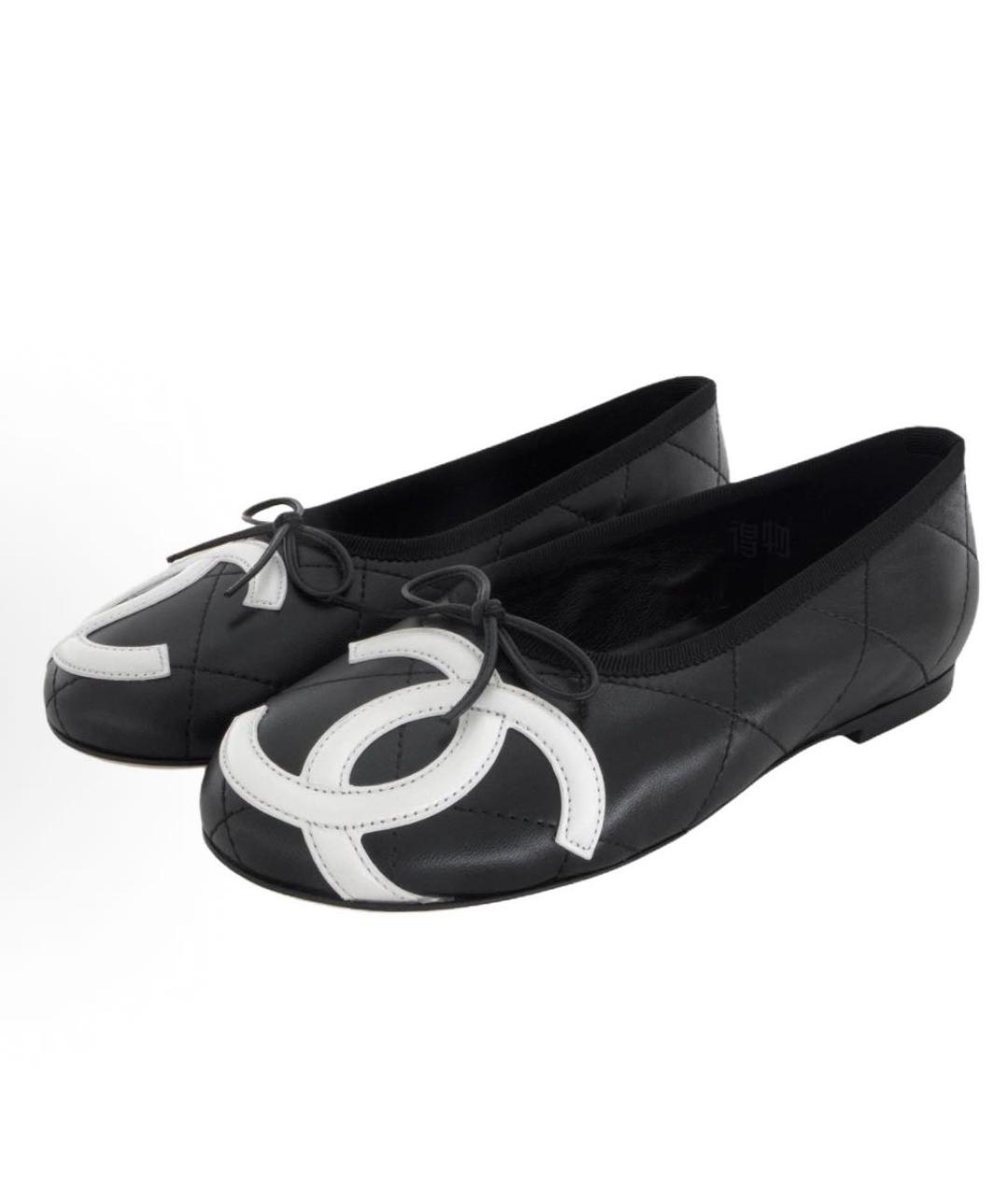 CHANEL Черные кожаные балетки, фото 2