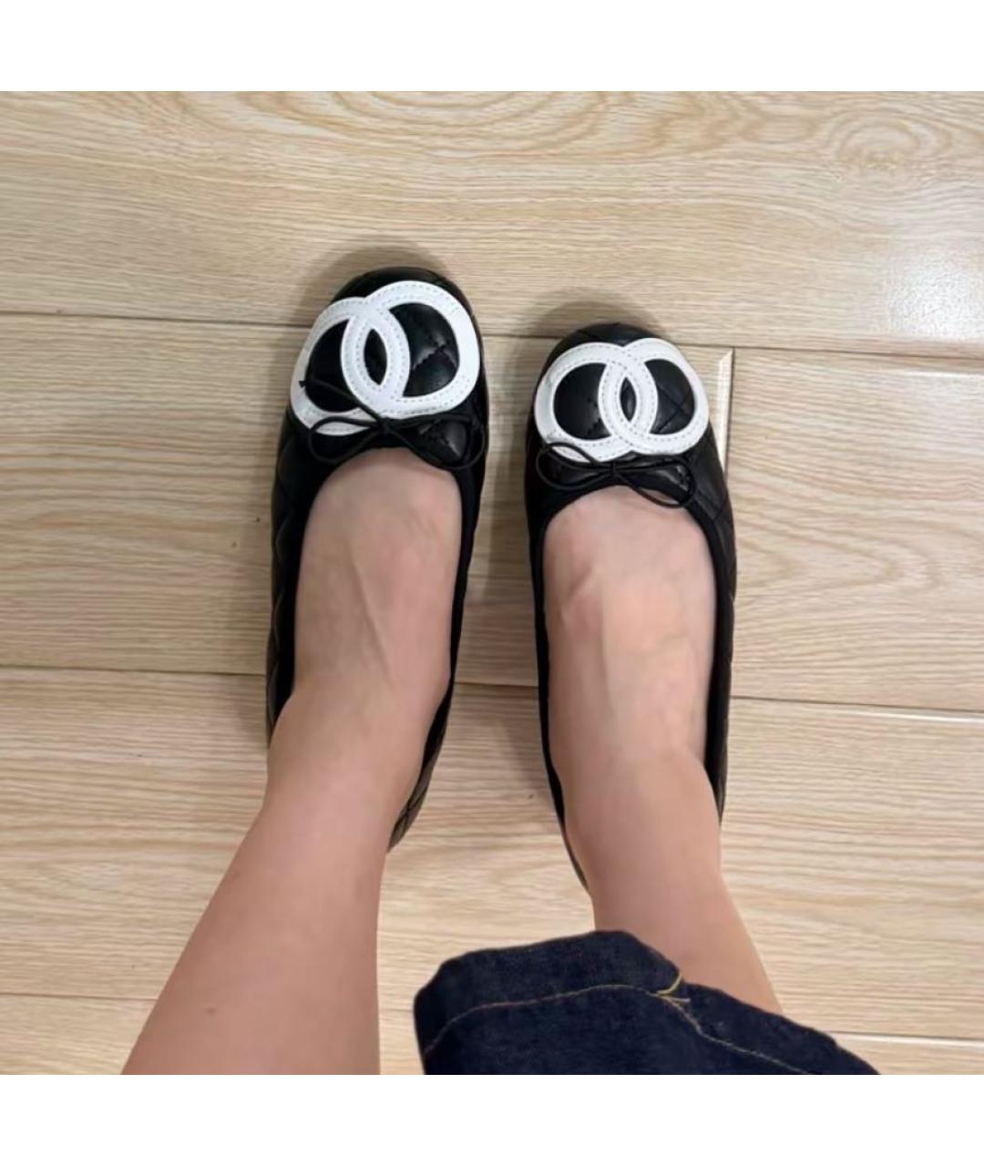 CHANEL Черные кожаные балетки, фото 7