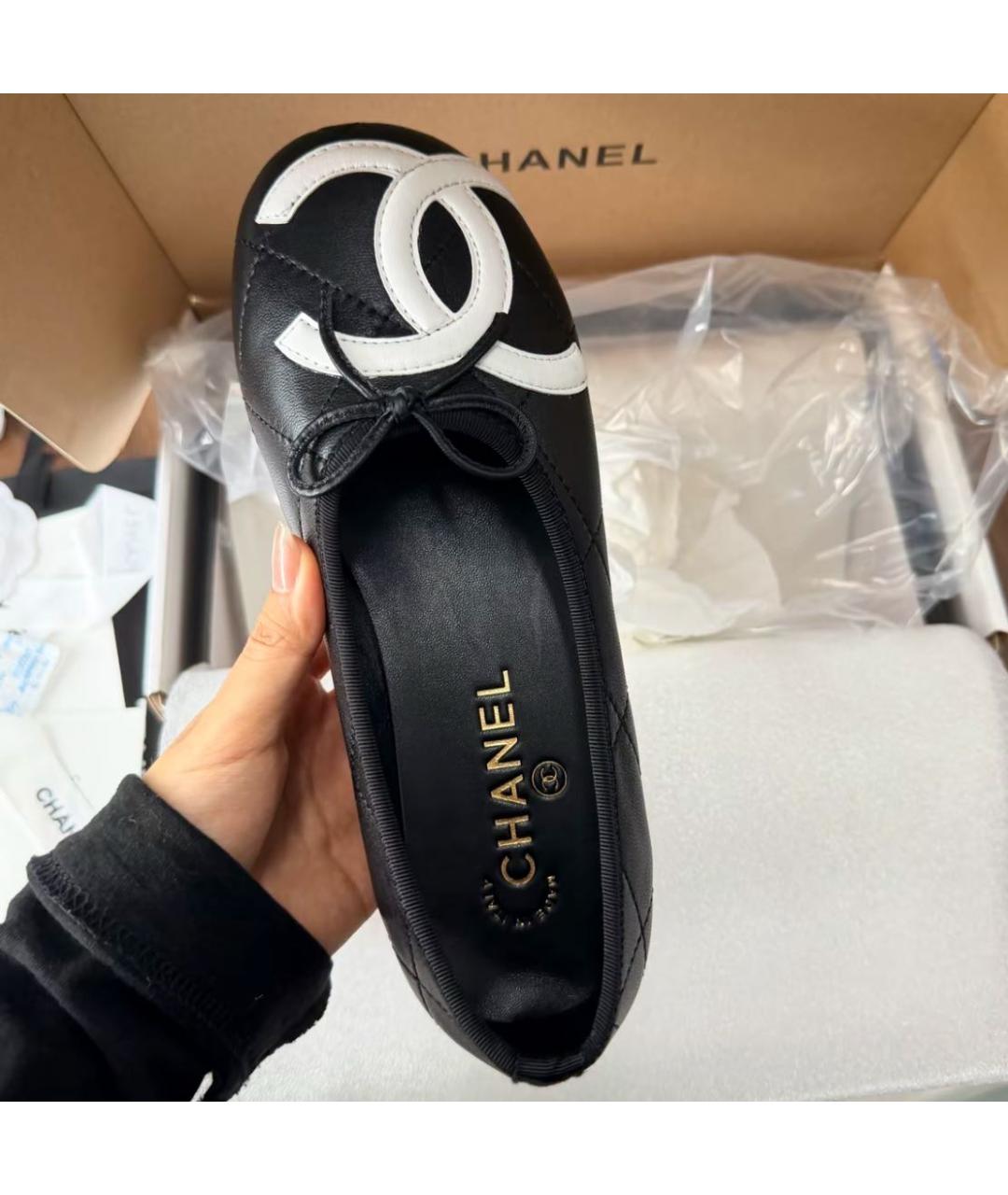 CHANEL Черные кожаные балетки, фото 5