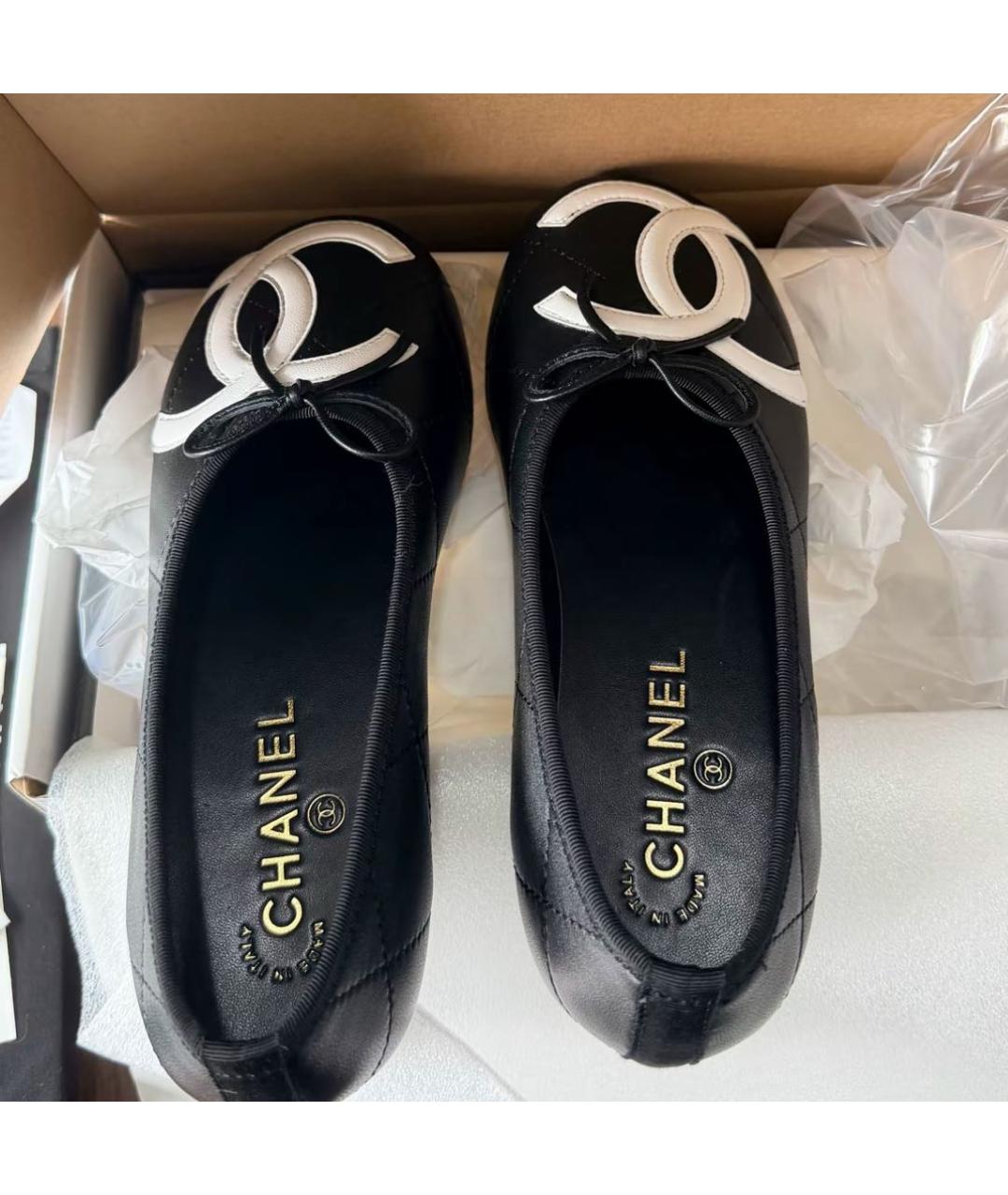 CHANEL Черные кожаные балетки, фото 6