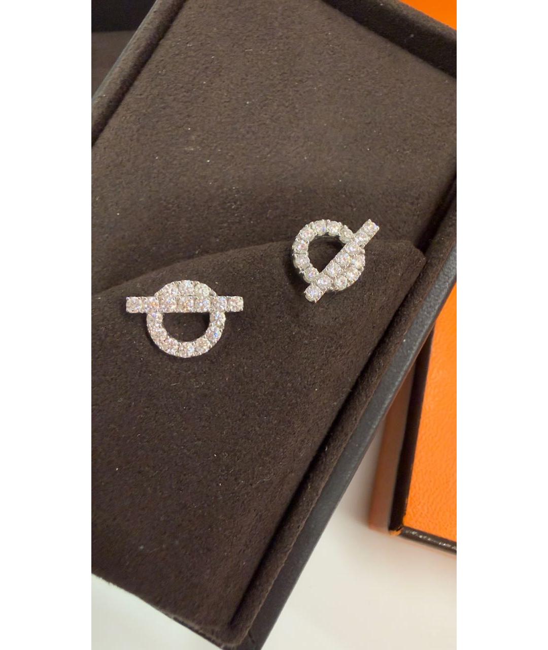HERMES Серебряные серьги из белого золота, фото 2