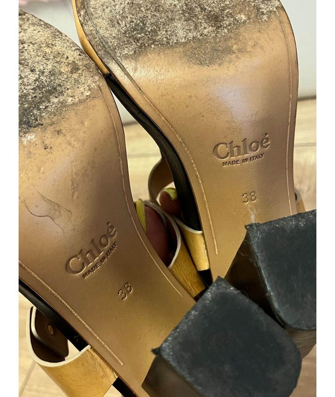 CHLOE Черные кожаные босоножки, фото 7