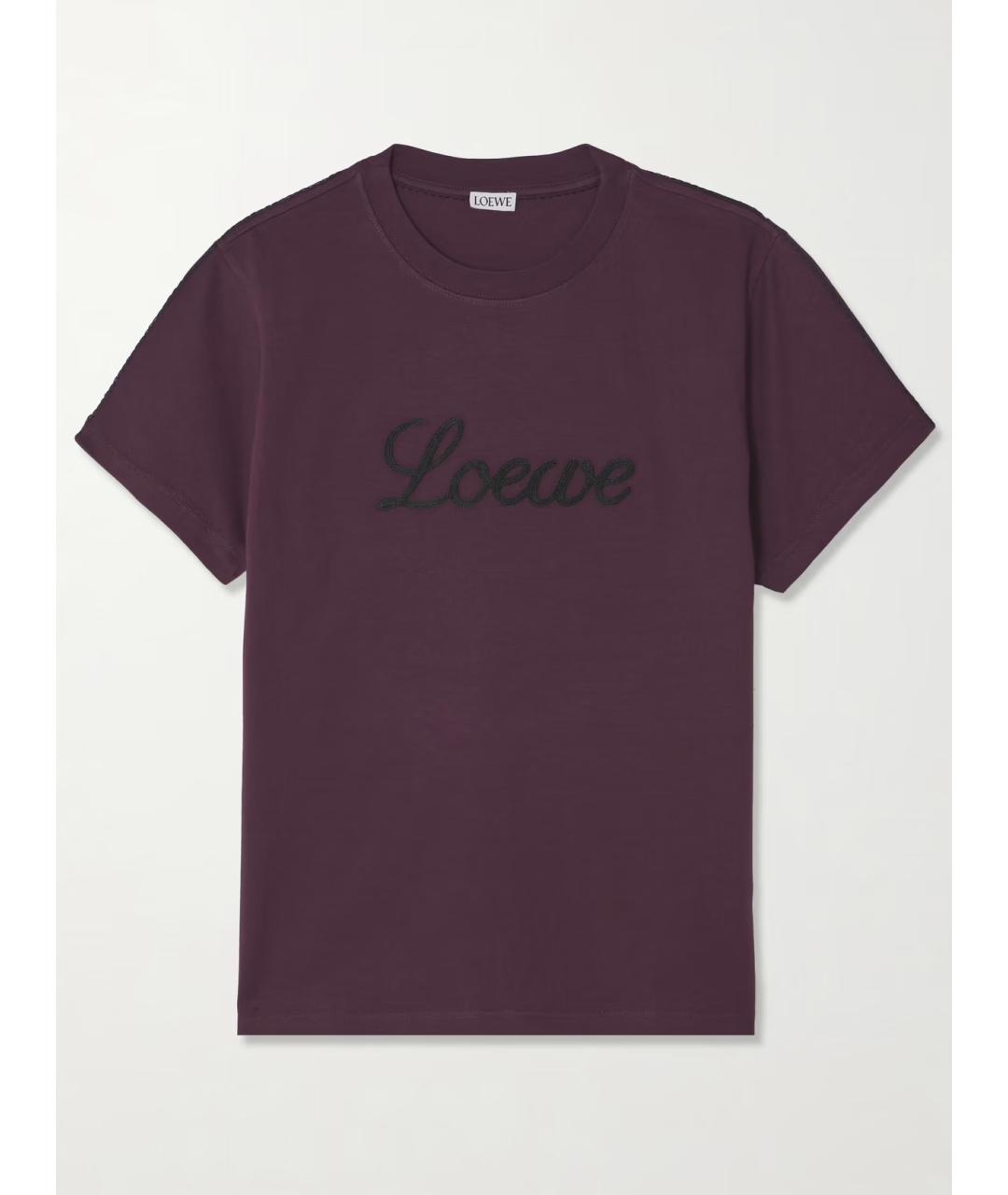 LOEWE Бордовая хлопковая футболка, фото 5