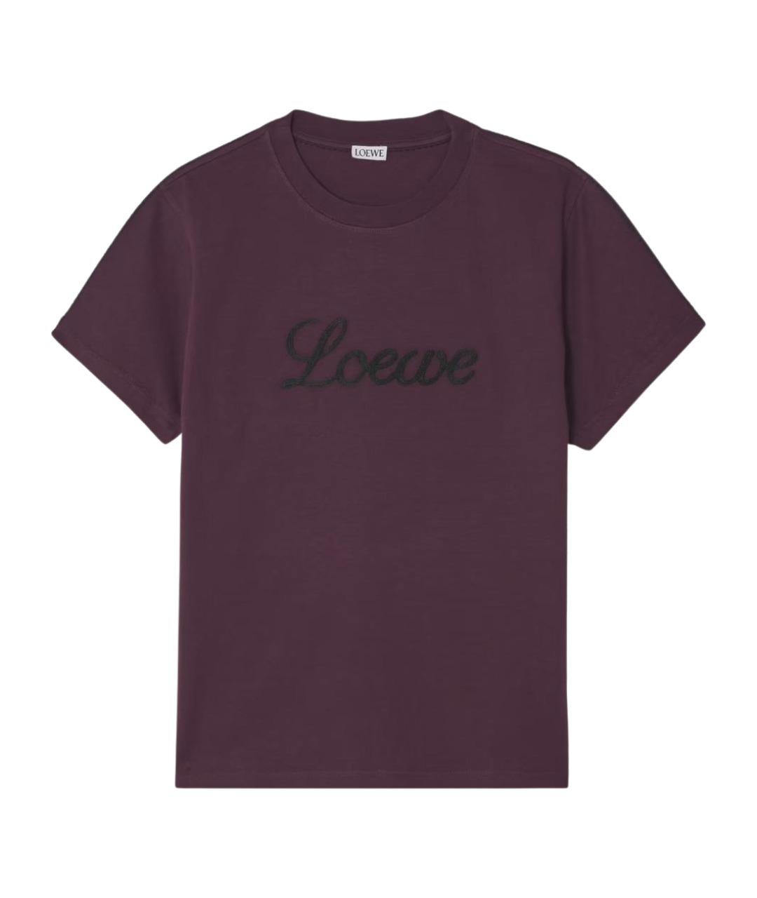 LOEWE Бордовая хлопковая футболка, фото 1