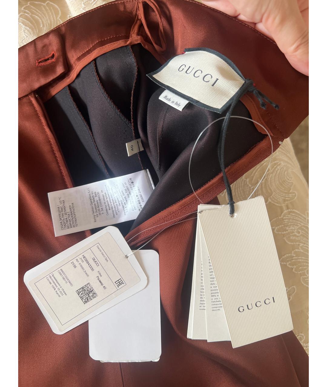 GUCCI Коричневая ацетатная юбка миди, фото 3