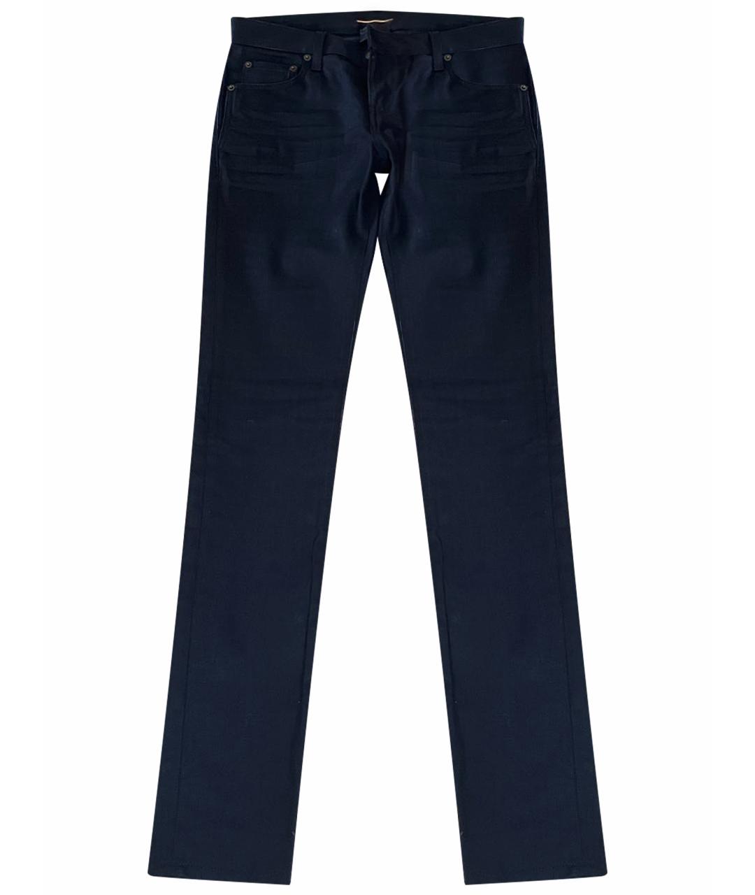 SAINT LAURENT Черные хлопко-эластановые прямые джинсы, фото 1
