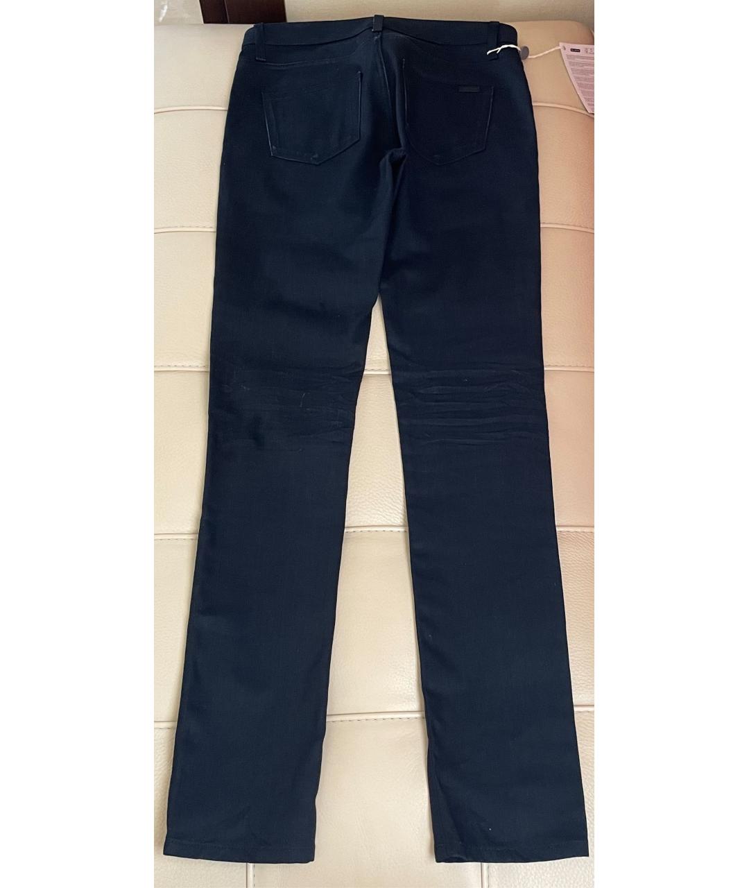 SAINT LAURENT Черные хлопко-эластановые прямые джинсы, фото 2