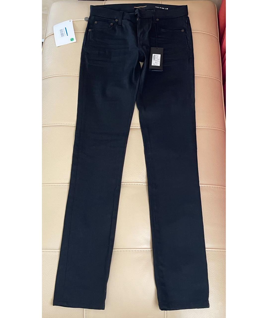 SAINT LAURENT Черные хлопко-эластановые прямые джинсы, фото 4
