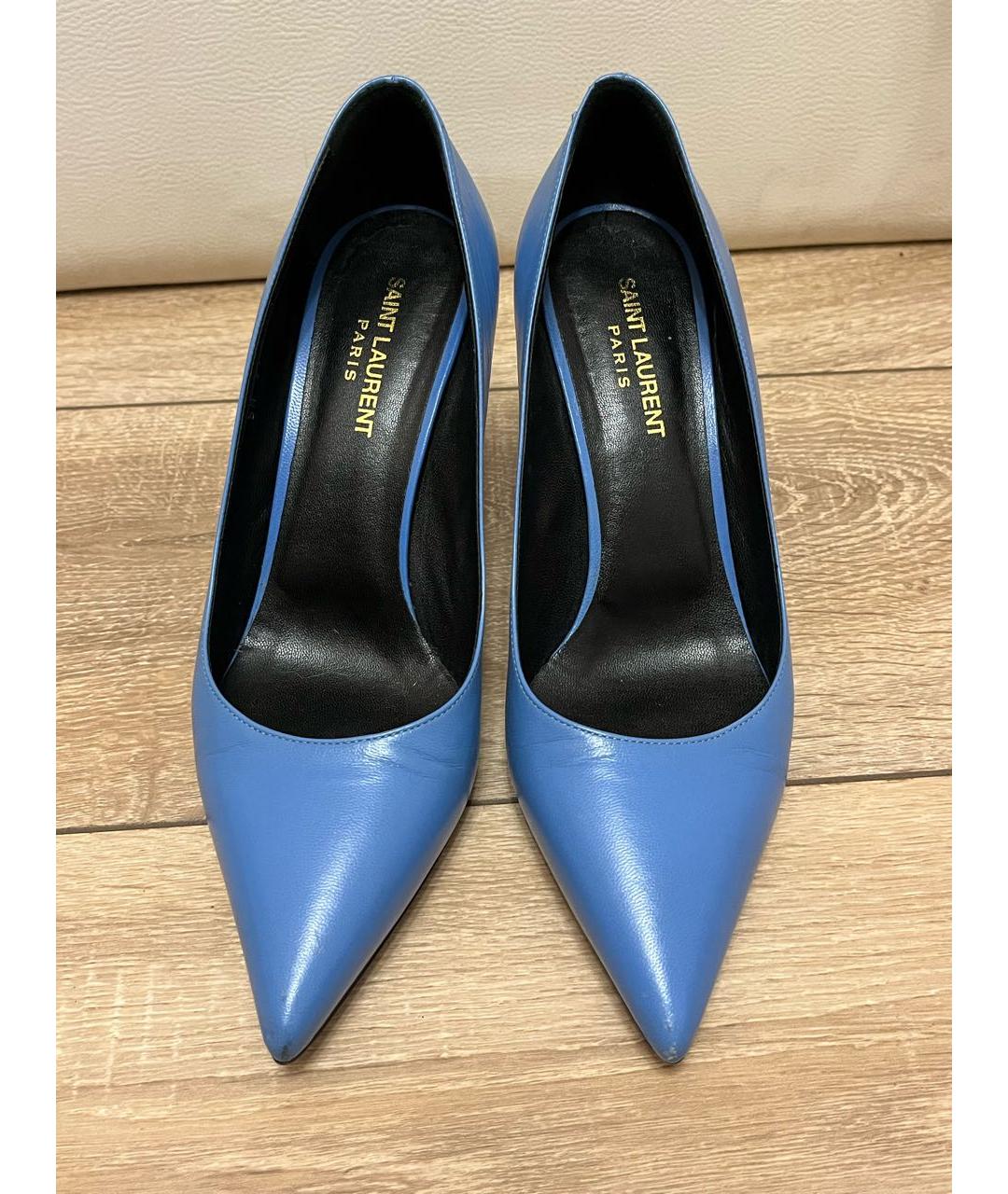 SAINT LAURENT Голубые кожаные туфли, фото 5