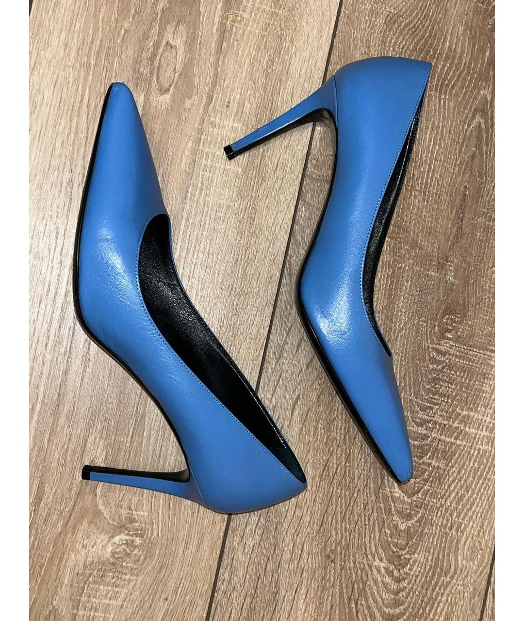 SAINT LAURENT Голубые кожаные туфли, фото 3